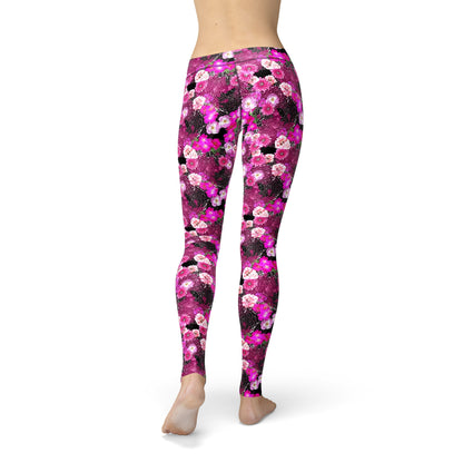 Avery Pink Magenta Flowers Leggings