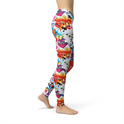 Avery Tattoo Fish and Flowers Leggings