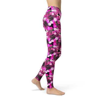 Jean Pink Magenta Flowers Leggings