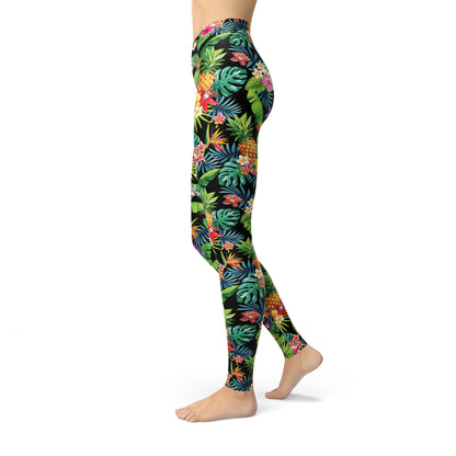 Jean Tropical Pineapple Flowers Leggings