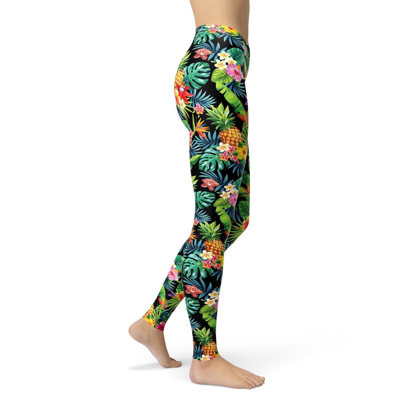 Jean Tropical Pineapple Flowers Leggings